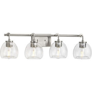 Caisson 4 Light 32 inch Brushed Nickel Bath Vanity Wall Light