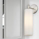 Downtown Urban Crown Point Armed Sconce Wall Light in Satin Nickel, Matte White