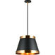 Caske 3 Light 14.63 inch Black Pendant Ceiling Light in Black and Aged Gold Brass
