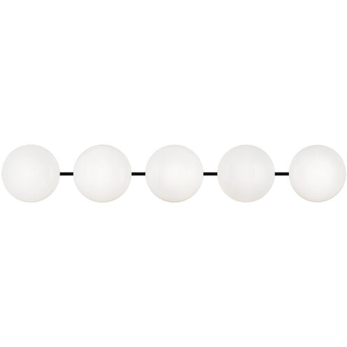 Pearlesque Wall Sconce Wall Light in Matte Black and Opal Glass