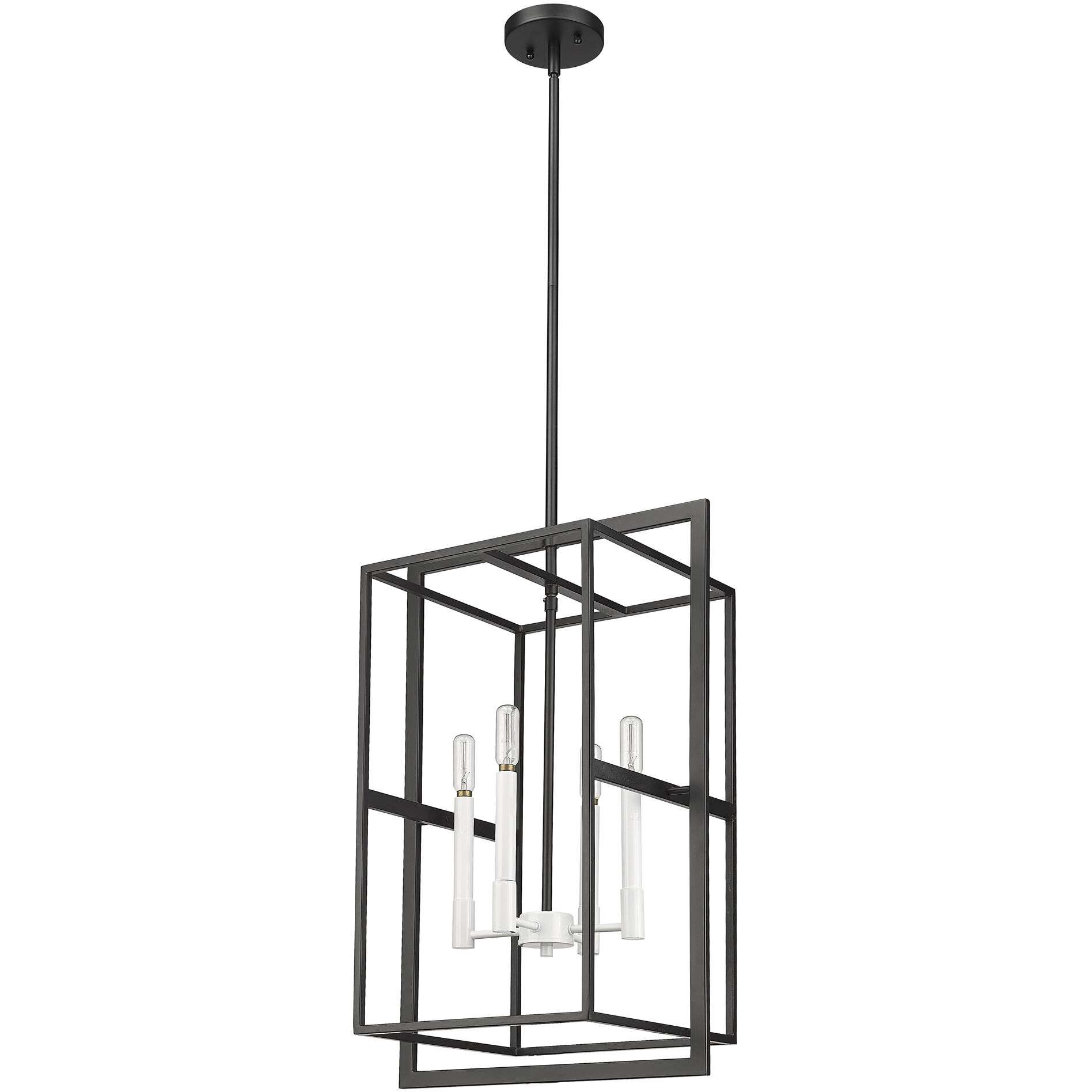 Milbank 4 Light 16 inch Black with White Candle Sleeves Pendant Ceiling Light