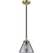 Nouveau Cone 1 Light 7.75 inch Black Antique Brass Mini Pendant Ceiling Light in Incandescent, Plated Smoke Glass, Nouveau