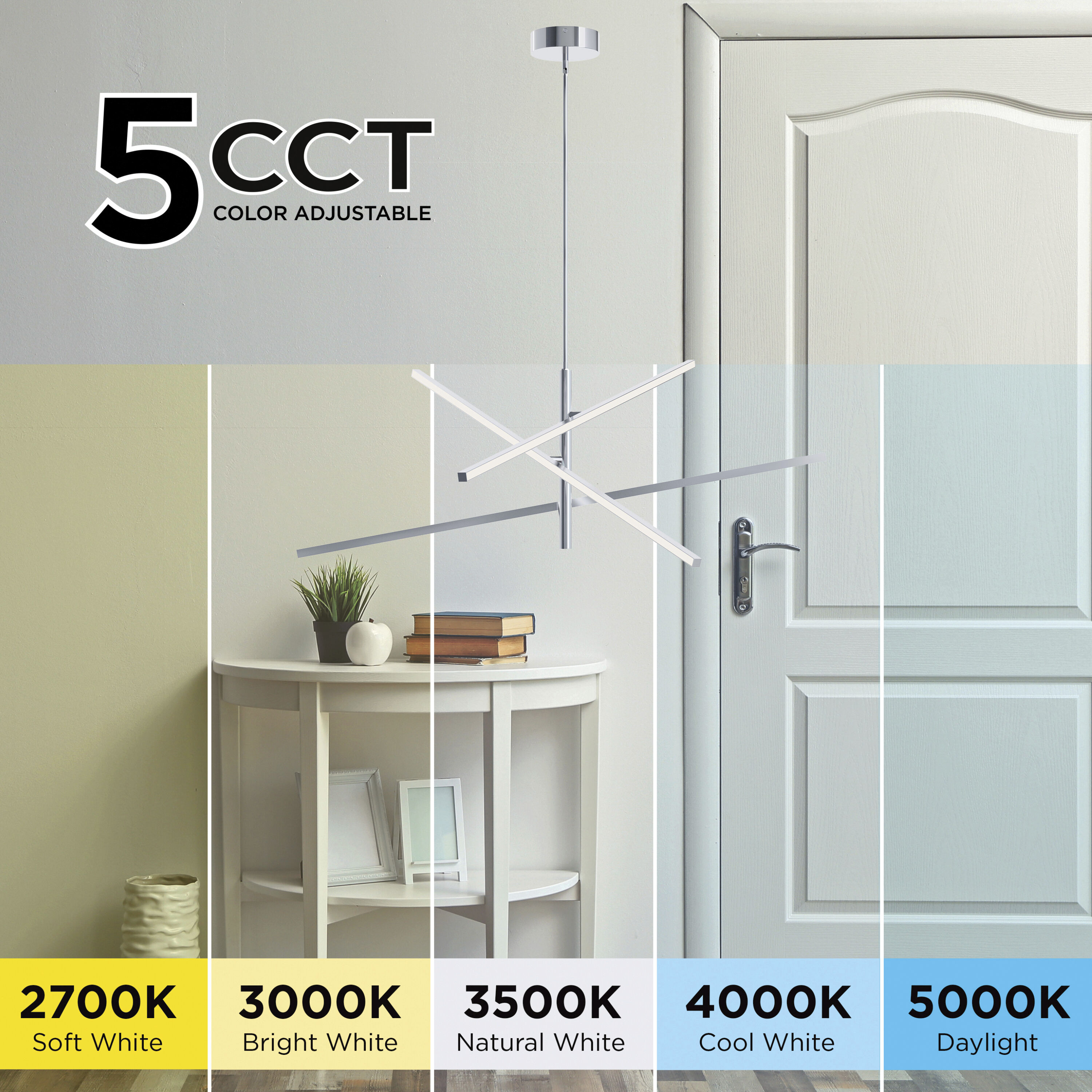 Knoll LED 48 inch Polished Chrome Pendant Ceiling Light