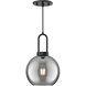 Alora Mood Soji Pendant Ceiling Light in Matte Black, Smoked Glass