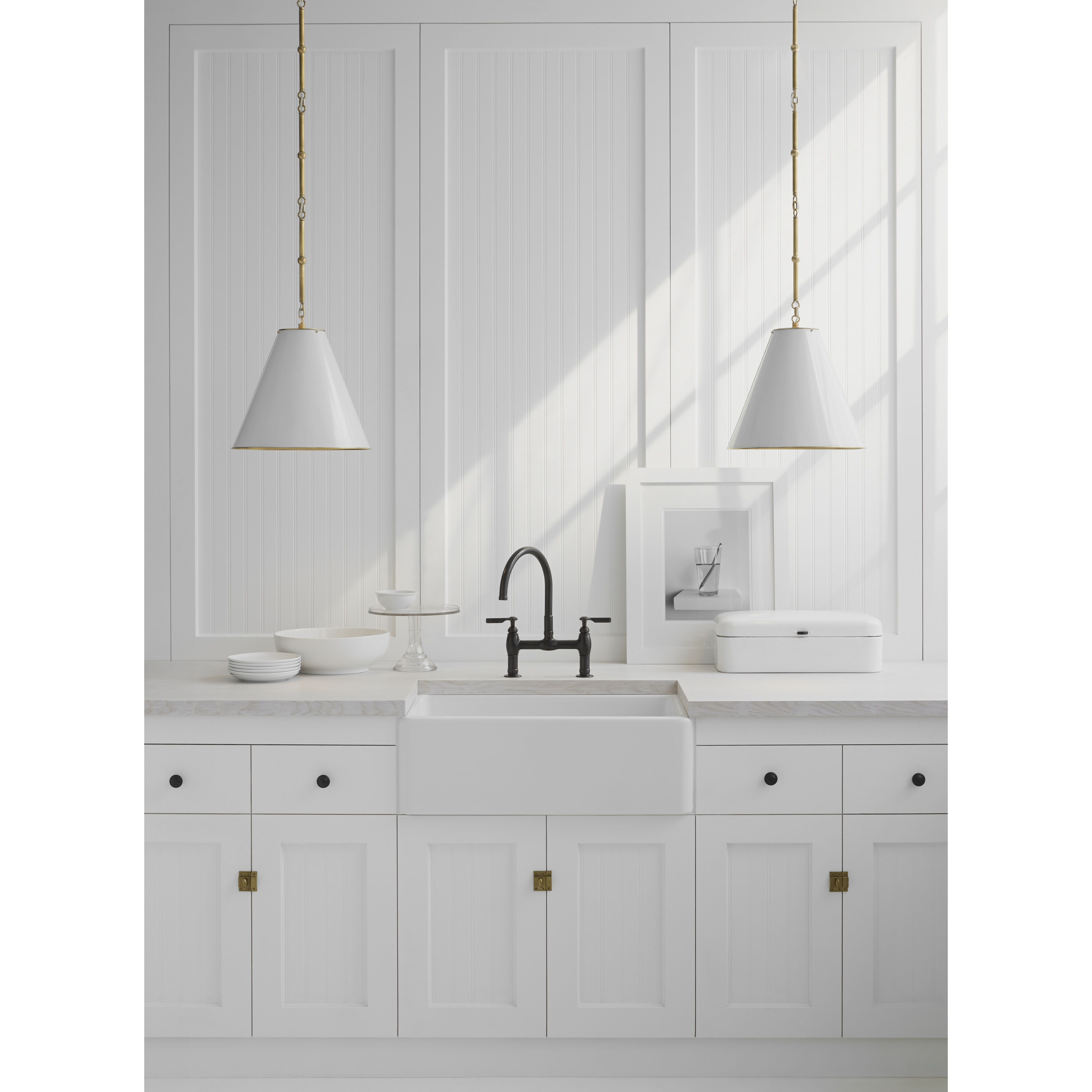 Thomas O'Brien Goodman 1 Light 15 inch Hand-Rubbed Antique Brass Hanging Shade Ceiling Light in Antique White, Small