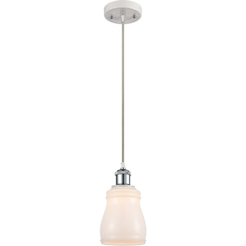 Ballston Ellery 1 Light 5 inch White and Polished Chrome Mini Pendant Ceiling Light in White Glass, Ballston