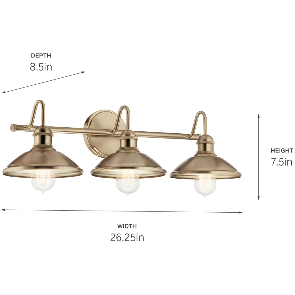 Clyde 3 Light 26.5 inch Champagne Bronze Bath Vanity Light Wall Light
