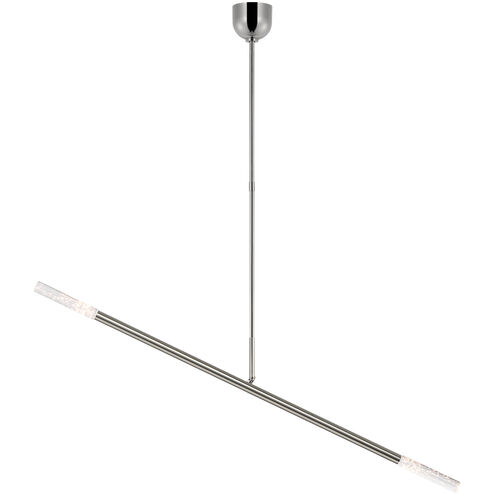 Kelly Wearstler Rousseau LED 60 inch Polished Nickel Articulating Linear Chandelier Ceiling Light in Seeded Glass, Large
