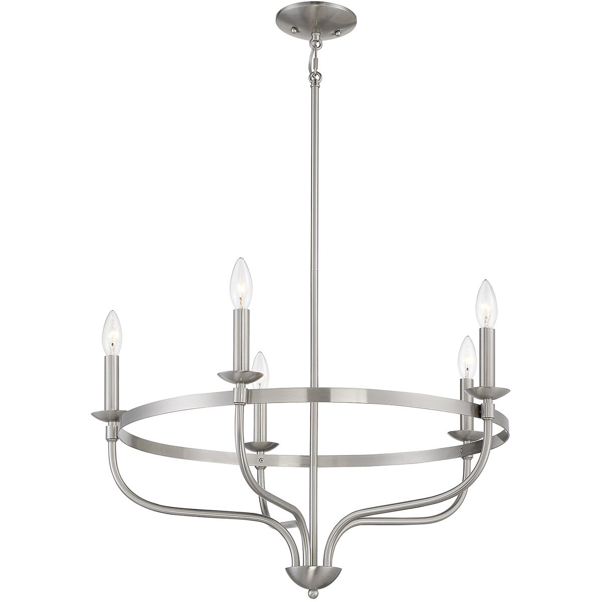 Transitional 5 Light 26.63 inch Brushed Nickel Chandelier Ceiling Light