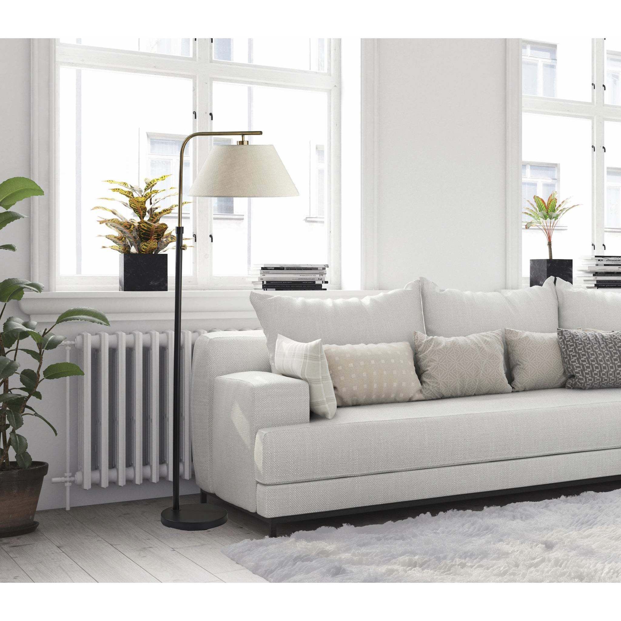 Fletcher 58.5 inch 100.00 watt Black and Antique Brass Floor Lamp Portable Light