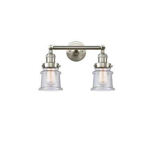 Franklin Restoration Small Canton LED 16.5 inch Brushed Satin Nickel Bath Vanity Light Wall Light in Seedy Glass, Franklin Restoration