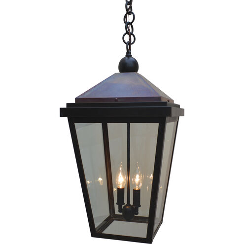 Lancaster 2 Light 12 inch Verdigris Patina with Raw Copper Accents Outdoor Pendant in Clear Seedy