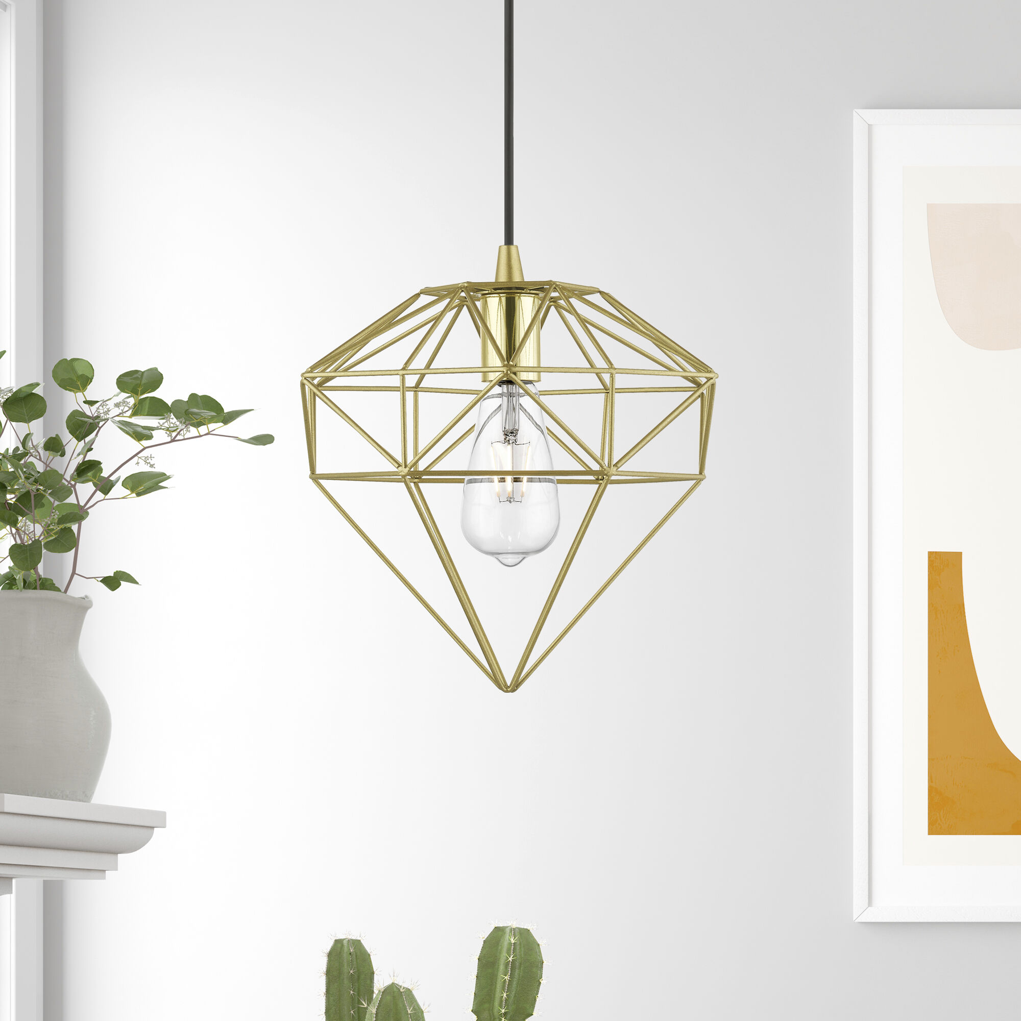 Knox 1 Light 11 inch Soft Gold with Polished Brass Accents Pendant Ceiling Light