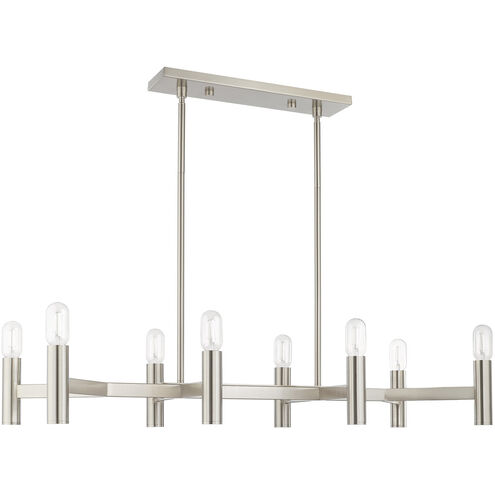 Copenhagen 8 Light 40 inch Brushed Nickel Linear Chandelier Ceiling Light