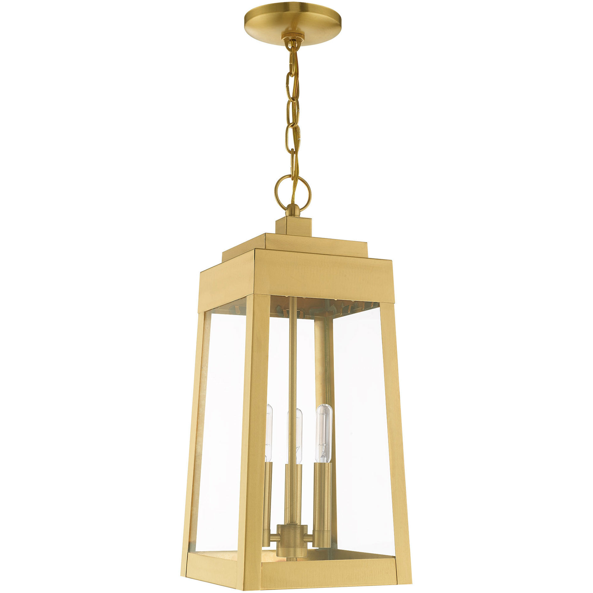 Oslo 3 Light 8 inch Satin Brass Outdoor Pendant Lantern