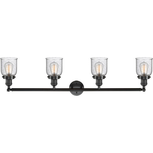 Franklin Restoration Small Bell 4 Light 42 inch Oil Rubbed Bronze Bath Vanity Light Wall Light in Seedy Glass, Franklin Restoration