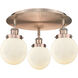 Beacon 3 Light 17.75 inch Antique Copper Flush Mount Ceiling Light in Matte White