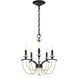 Priscilla 5 Light Black Chandelier Ceiling Light in Black Matte, Bronze Pearl, Adjustable Height