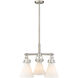 Newton Cone 3 Light 20.38 inch Satin Nickel Pendant Ceiling Light in Matte White Glass