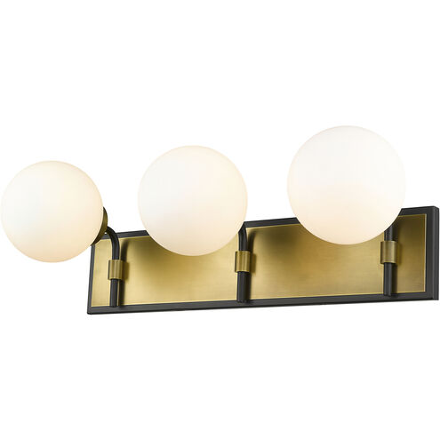 Parsons 3 Light 24 inch Matte Black and Olde Brass Vanity Wall Light