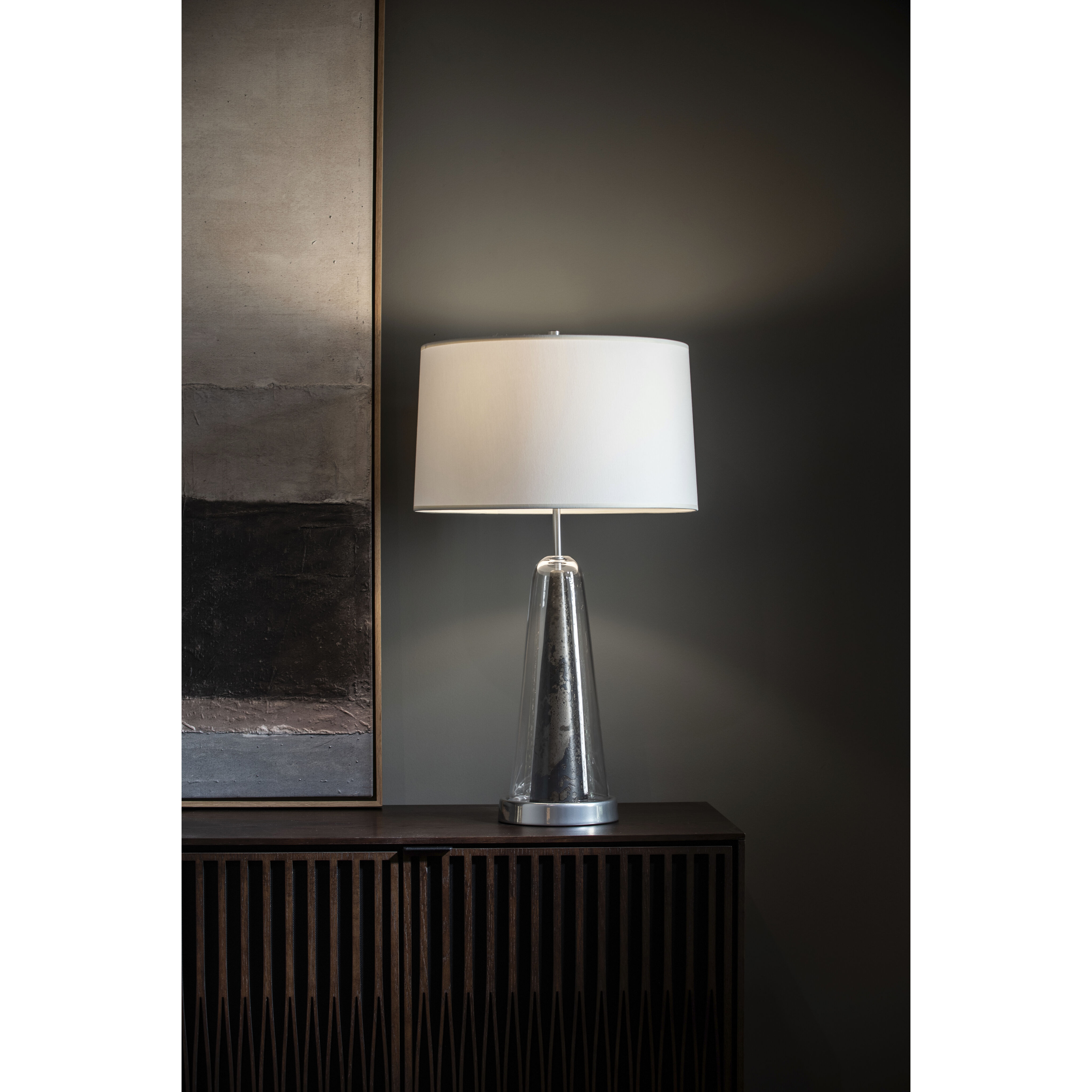 Spire 32.2 inch Sterling and Clear Steel Table Lamp Portable Light