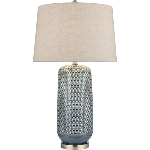 Dawlish Bay 31 inch 150 watt Blue Glazed with Satin Nickel Table Lamp Portable Light