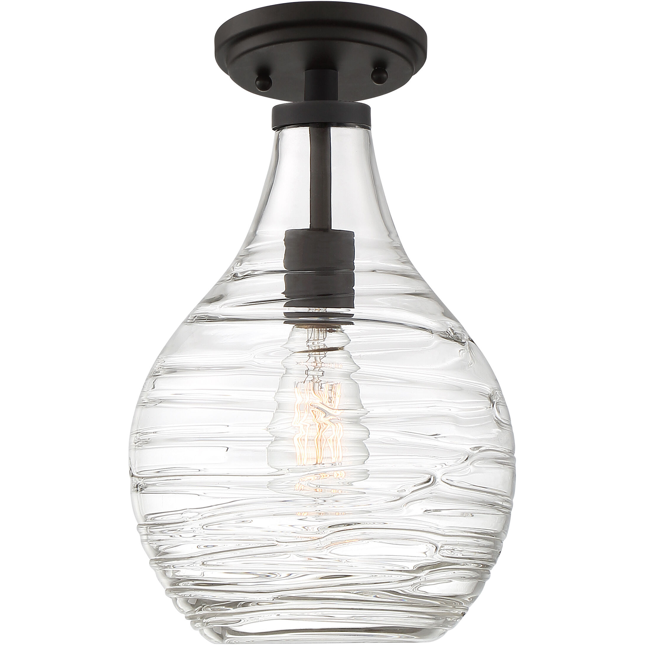 Genie 1 Light 9 inch Old Bronze Semi-Flush Mount Ceiling Light