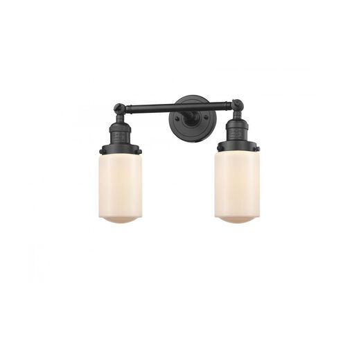 Franklin Restoration Dover 2 Light 14 inch Oil Rubbed Bronze Bath Vanity Light Wall Light in Matte White Glass, Franklin Restoration