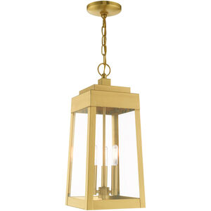Oslo 3 Light 8 inch Satin Brass Outdoor Pendant Lantern