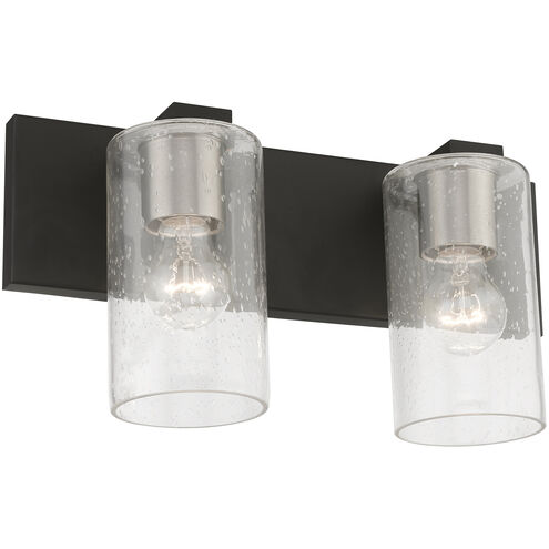 Zurich 2 Light 15 inch Black with Brushed Nickel Accents Vanity Sconce Wall Light