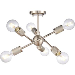 Module 6 Light 15 inch Satin Nickel Semi Flush Mount Ceiling Light
