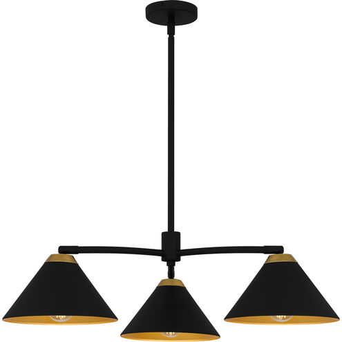 Alscott 3 Light 32 inch Matte Black Chandelier Ceiling Light