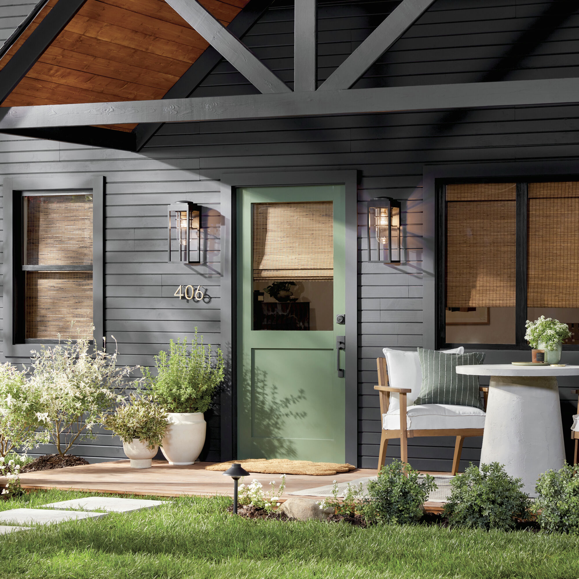 Hone 1 Light 18 inch Black Textured Outdoor Wall, Medium