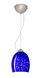 Lucia LED Satin Nickel Pendant Ceiling Light in Blue Cloud Glass