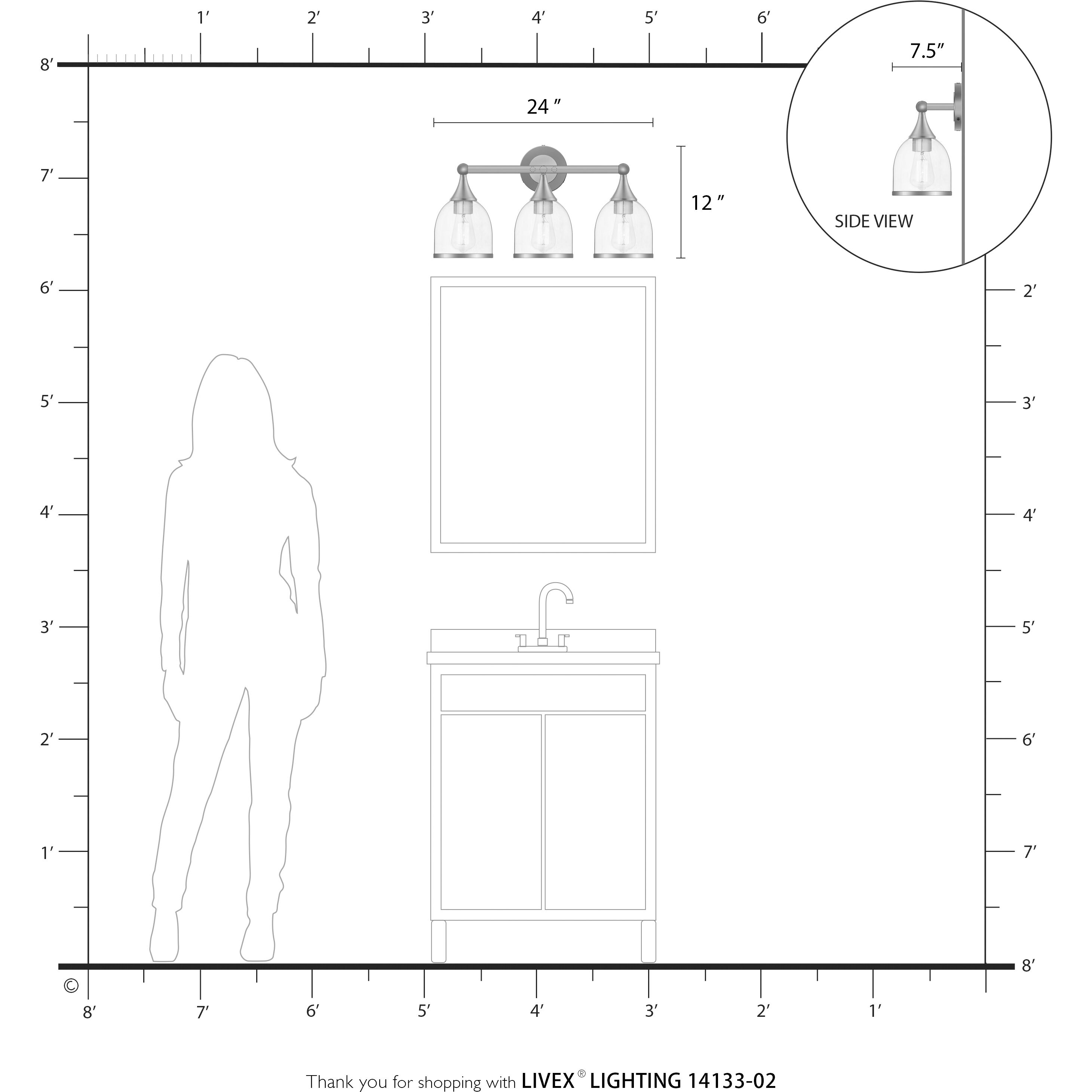 Ashridge 3 Light 24 inch Polished Brass Vanity Wall Sconce Wall Light