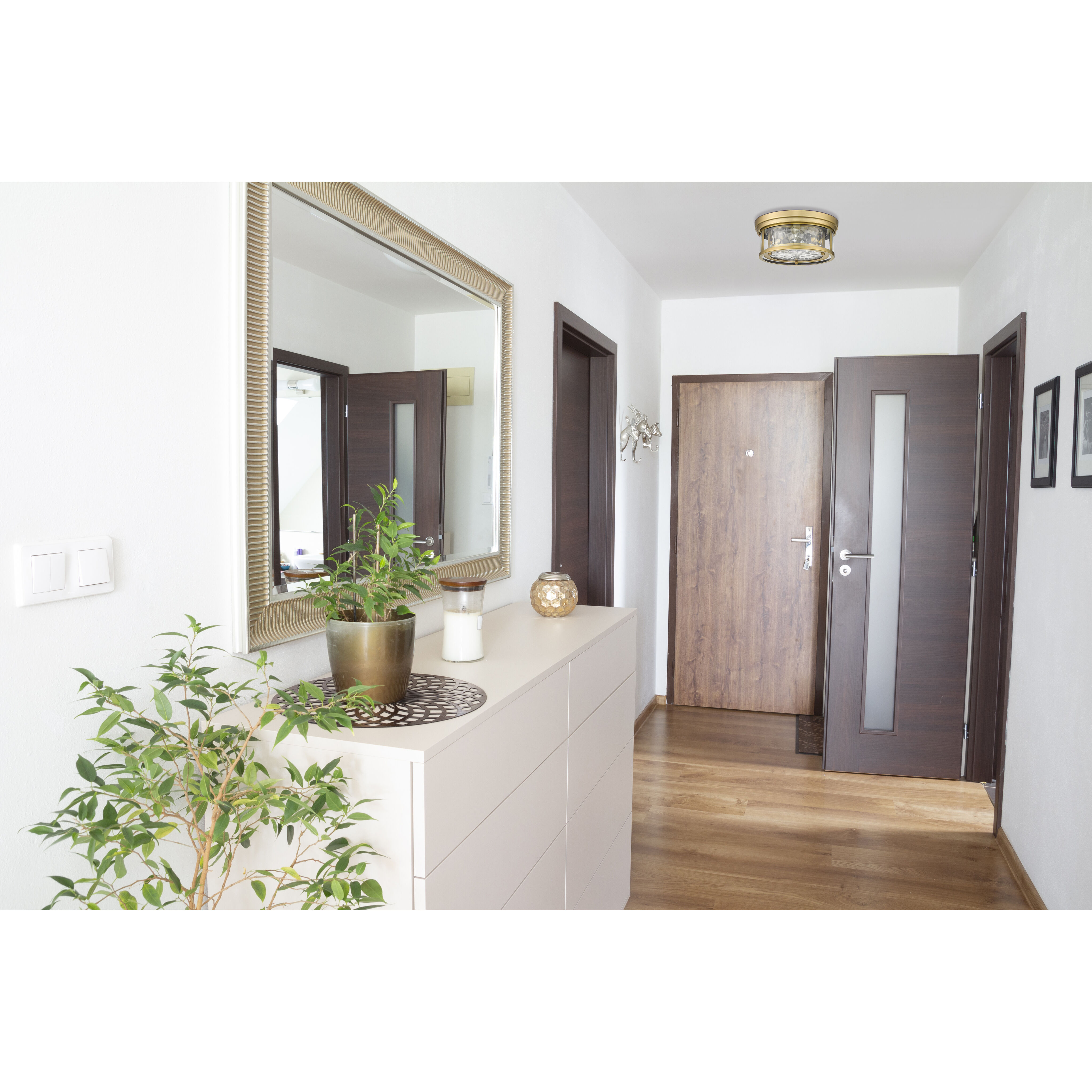 Clarion 2 Light 12 inch Rubbed Brass Flush Mount Ceiling Light in Rubbed Bronze