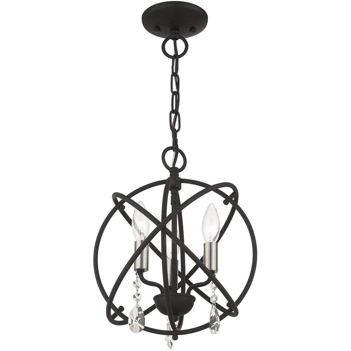 Aria 3 Light 12.63 inch Black Convertible Chandelier / Semi Flush Ceiling Light