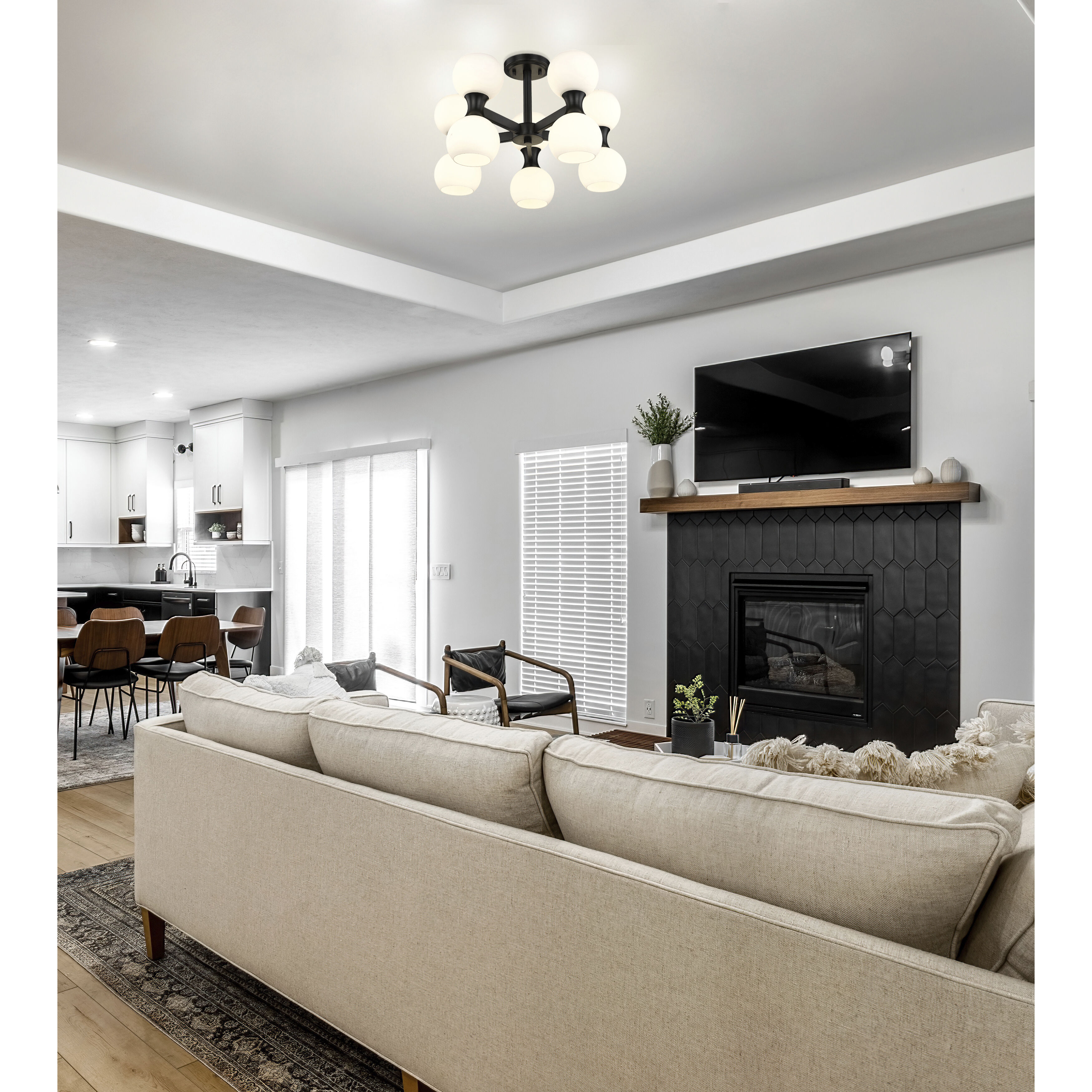 Artemis 10 Light 21 inch Matte Black Semi Flush Mount Ceiling Light