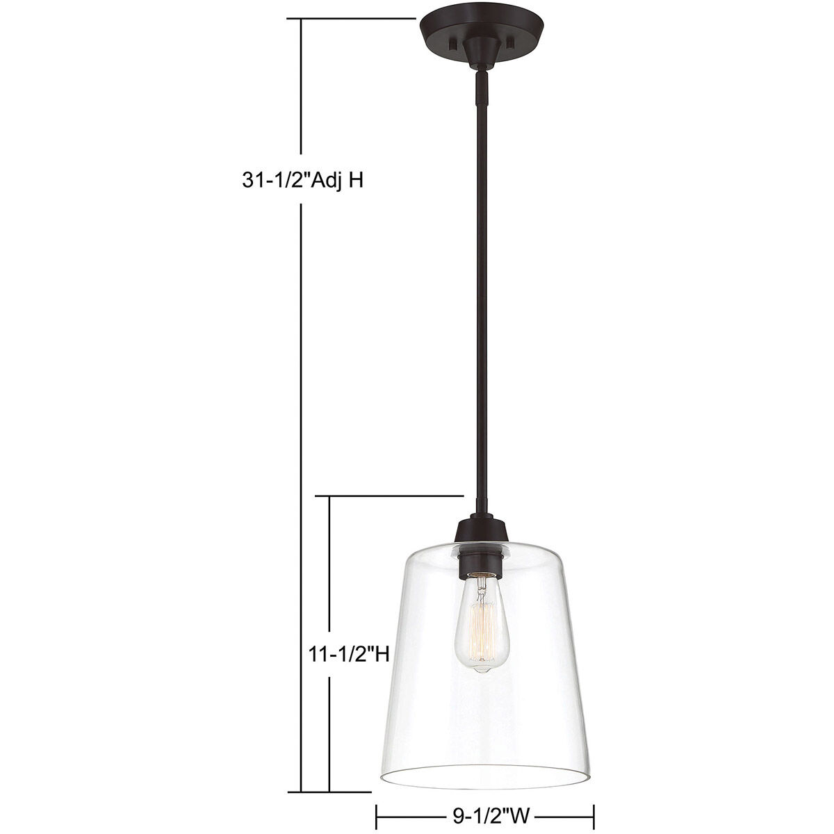Industrial 1 Light 9.5 inch Oil Rubbed Bronze Pendant Ceiling Light