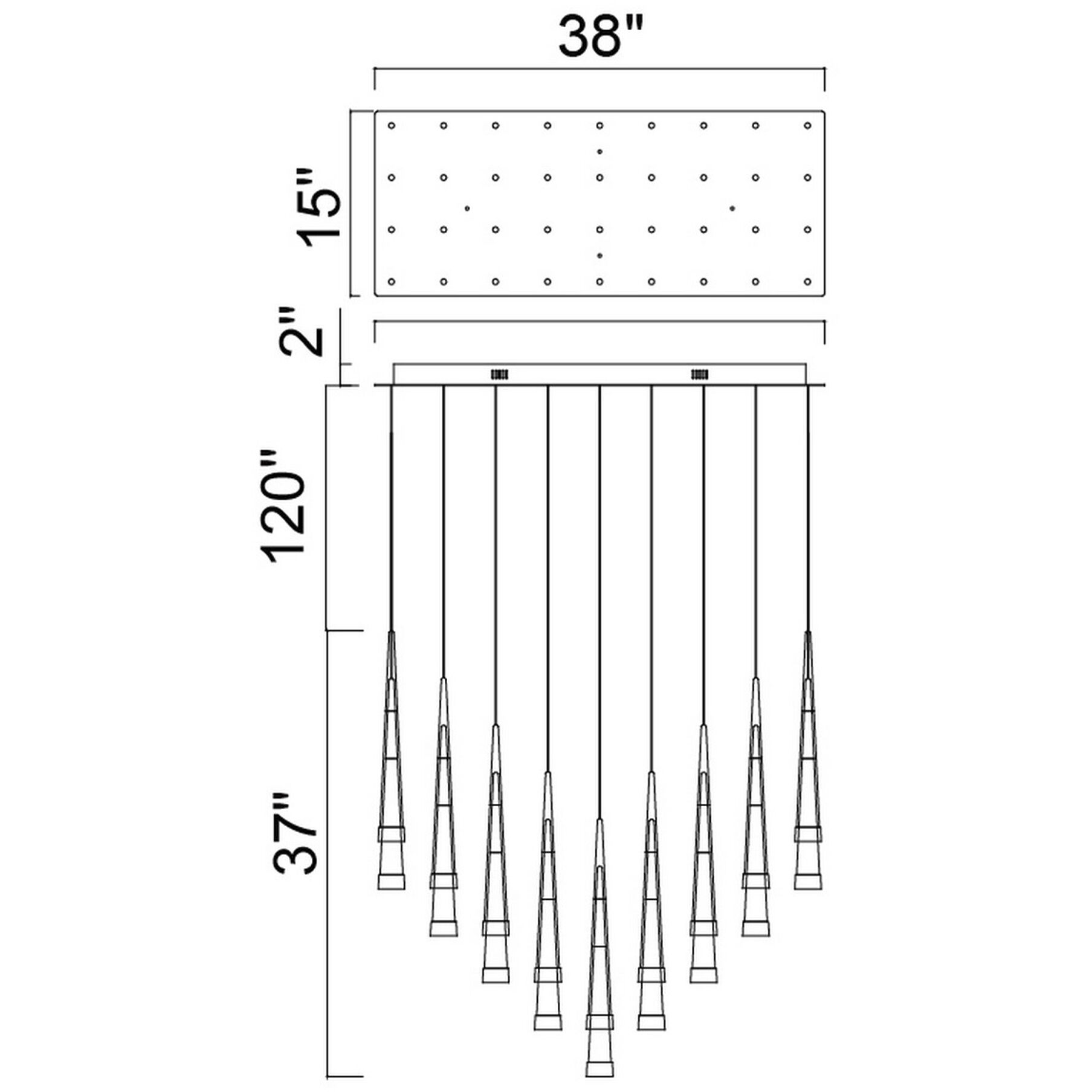 Andes LED 15 inch Satin Gold Multi Light Pendant Ceiling Light