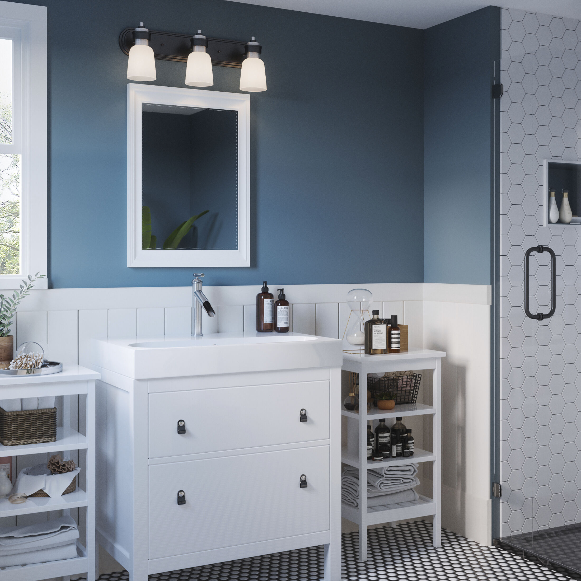 Conrad 3 Light 24 inch Brushed Nickel Bath Light Wall Light