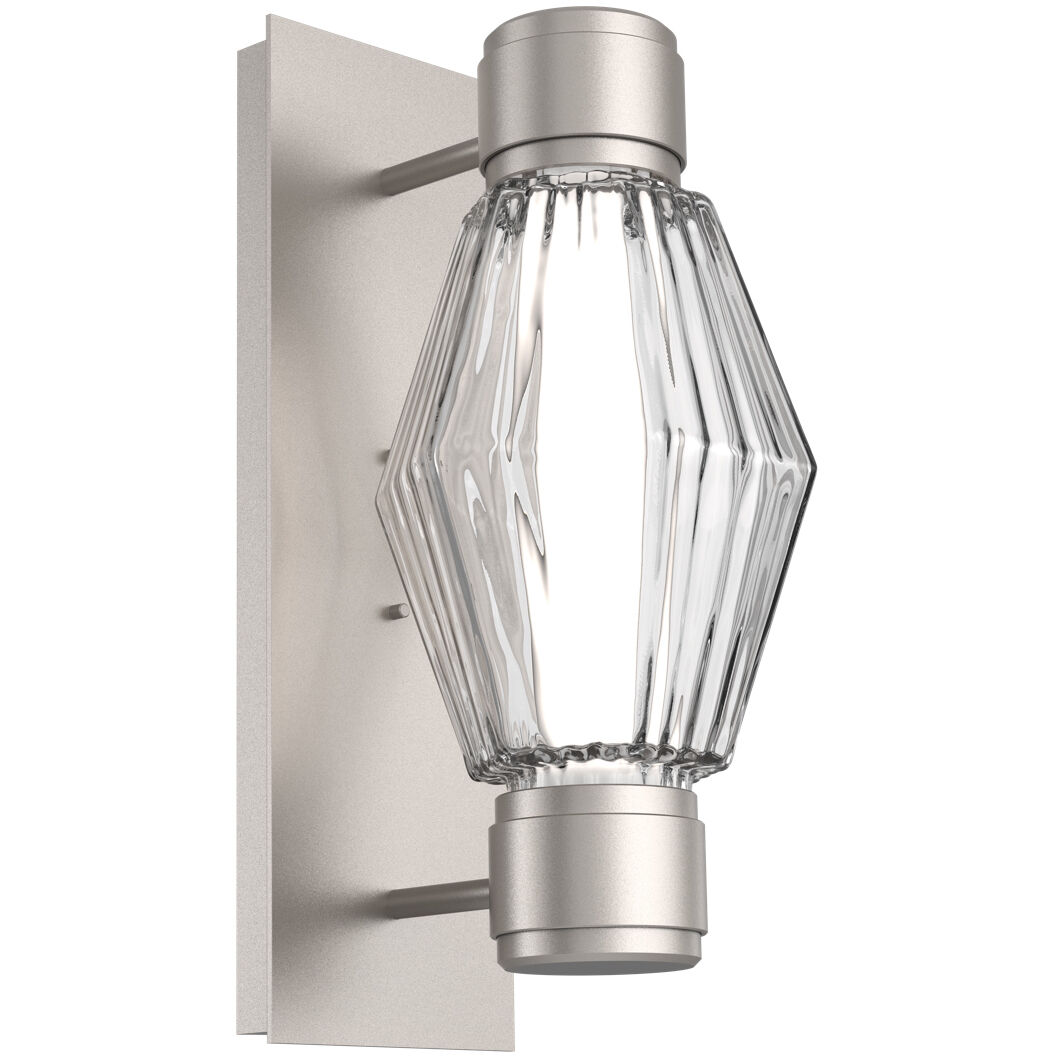 Aalto Mandrel Sconce Wall Light in 3000K LED, Metallic Beige Silver, Optic Rib Clear