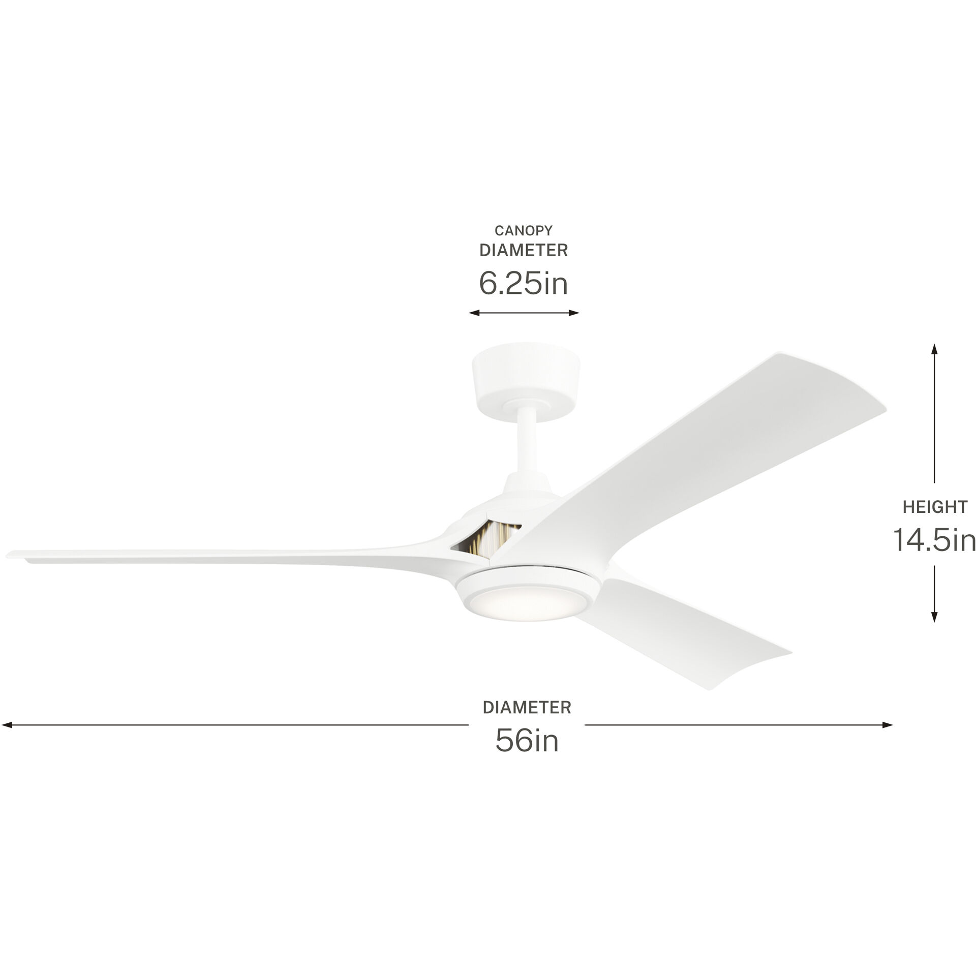 Veetra 56 inch Matte White Ceiling Fan