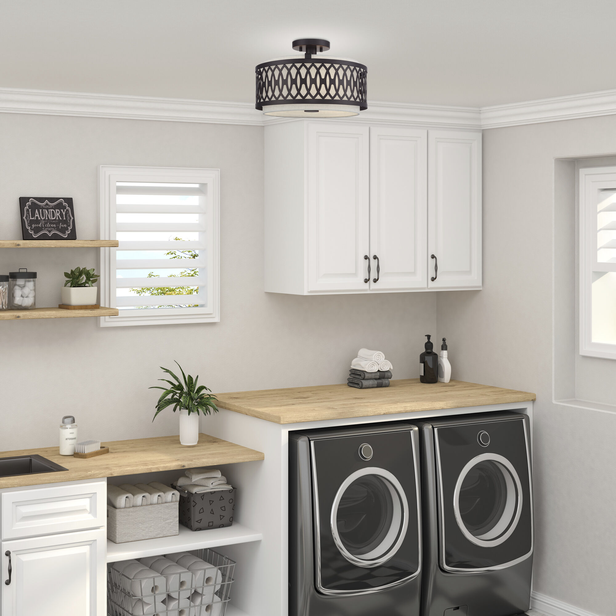 Vistaview 3 Light 15 inch English Bronze Semi-Flush Ceiling Light