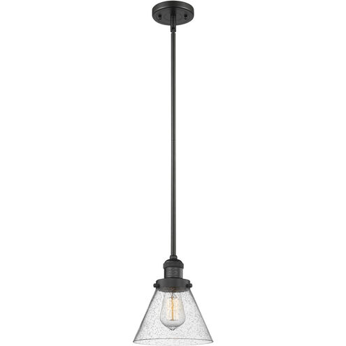 Franklin Restoration Cone 1 Light 8 inch Matte Black Mini Pendant Ceiling Light in Incandescent, Seedy, Franklin Restoration