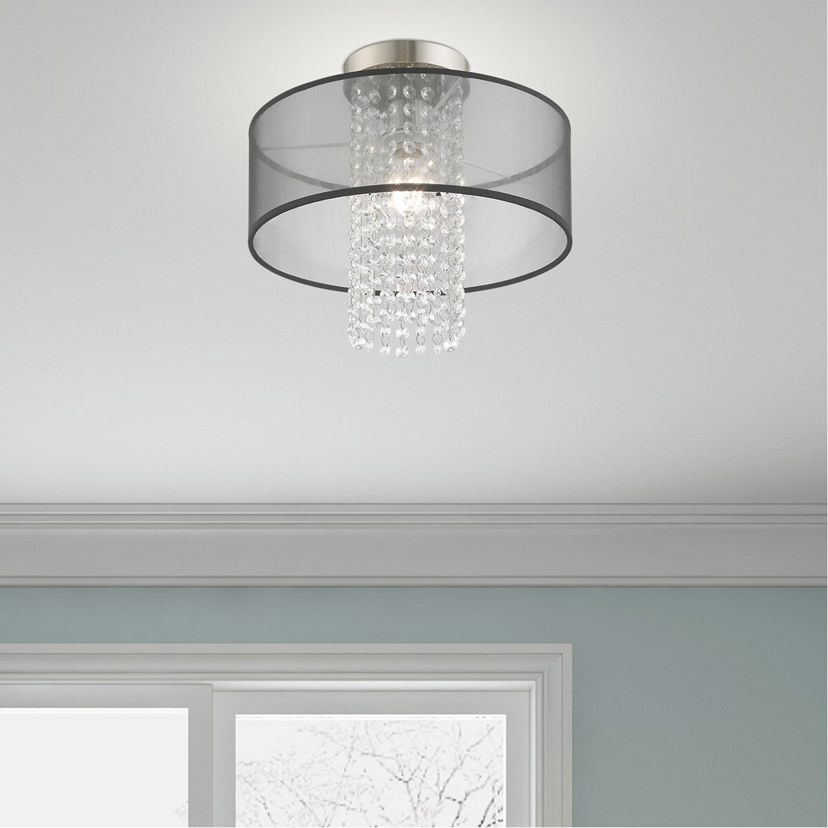 Bella Vista 1 Light 13 inch Brushed Nickel Semi-Flush Mount Ceiling Light