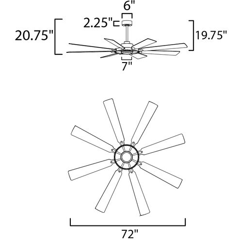 Helm 72 inch Black and Natural Aged Brass Indoor Ceiling Fan