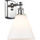 Ballston Cone LED 8 inch Polished Chrome Sconce Wall Light in Matte White Glass