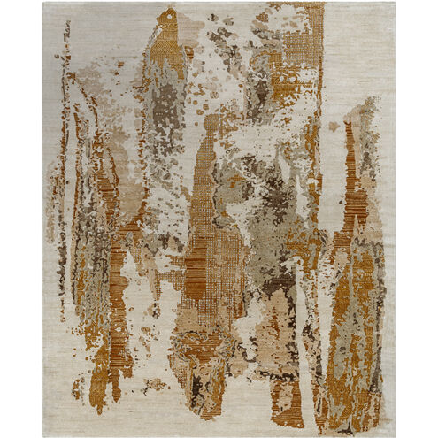 Opulence 120 X 36 inch Warm Grey/Prairie Dust/Brick/Khaki/Dark Brown Handmade Rug in 3 x 10