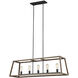 Sean Lavin Gannet 5 Light 50 inch Weathered Oak Wood / Antique Forged Iron Linear Chandelier Ceiling Light